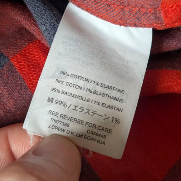 Like New, J. Crew Boy Shirt in Fiery Sunset Buffalo Plaid, 99% Cotton, Size 12 - Picture 11 of 11
